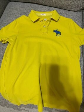 Abercrombie & Fitch Yellow Polo with Blue Moose Embroidery